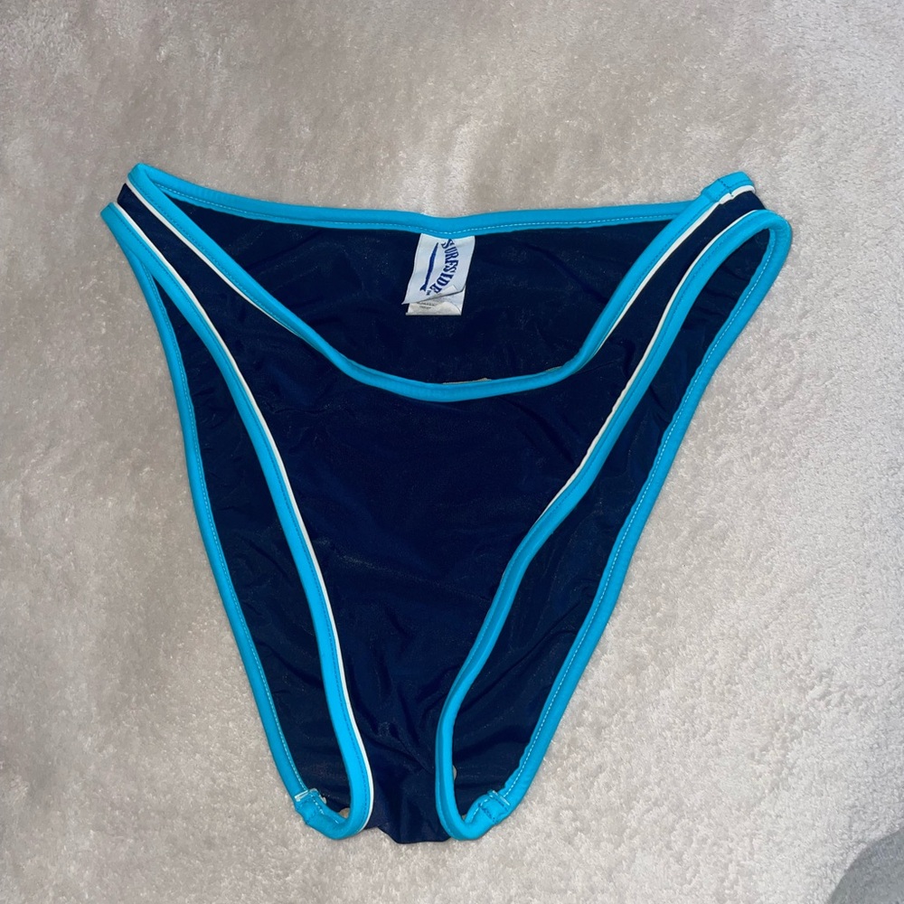 Surfside Supply Navy Bikini Bottom with Aqua Trim